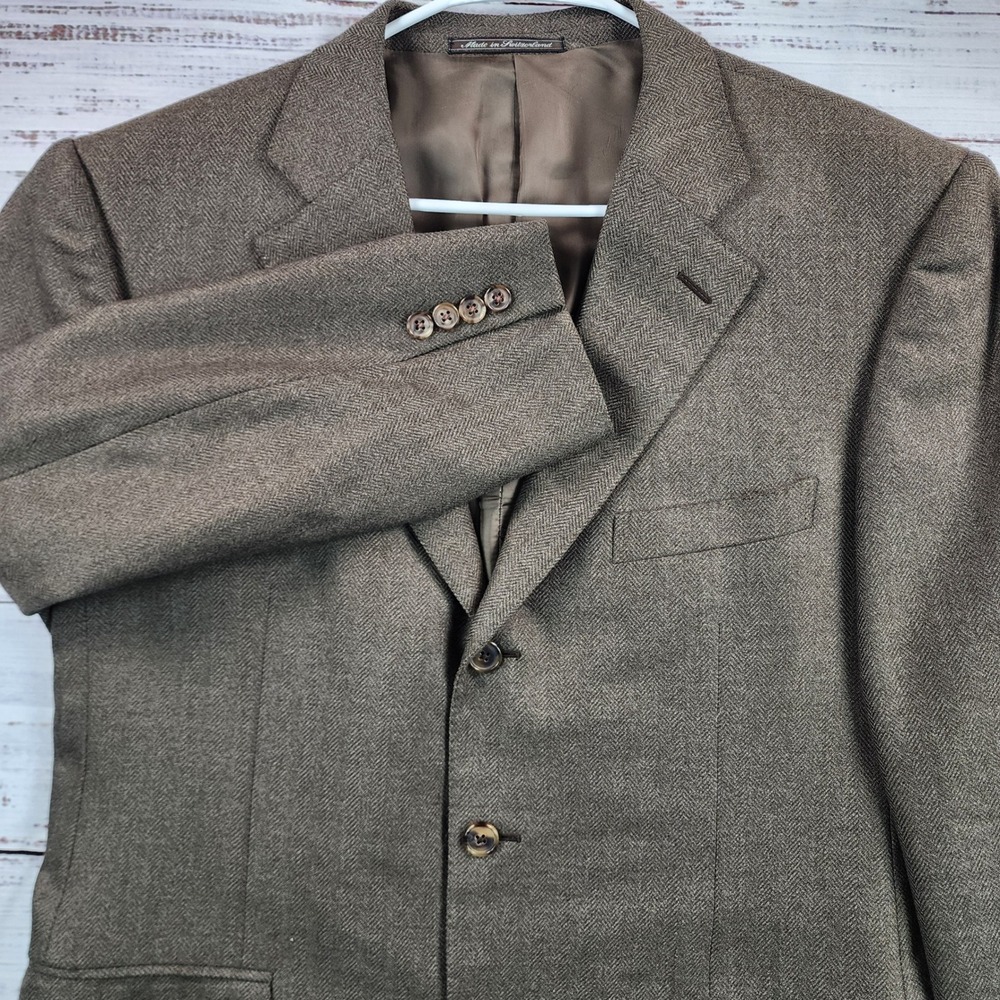 Ermenegildo Zegna 42R 15 Milmil 15 Brown Wool Sport Coat Switzerland Slim Fit